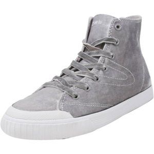 Grey velvet women's high top Tretorn sneakers